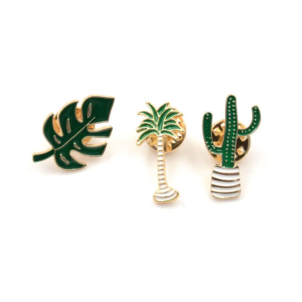 Green Enamel Coconut Tree Brooch Pin Shirt Collar Pin Women Jewelry Wedding   X