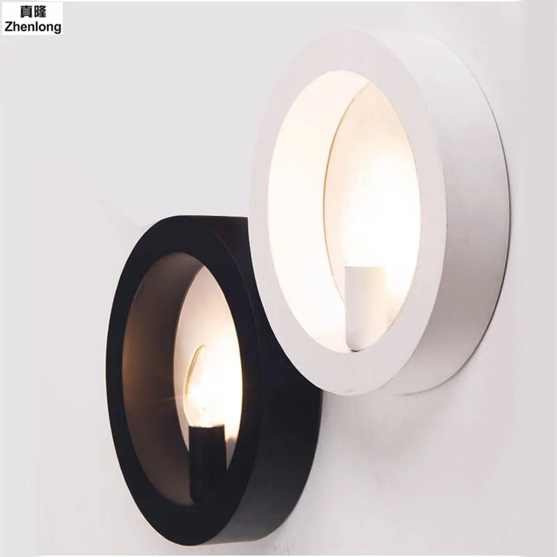 

AC85-265V Modern Minimalist Sconce Wall Light Round Iron Candlelight Creativity Corridor Corridor Led Wall Lamp for Home E14 LED