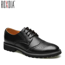 ROXDIA/Мужская официальная обувь из натуральной кожи; Мужские броги для свадебной вечеринки; Мужские модельные туфли на плоской подошве; размеры 39-44; RXM060