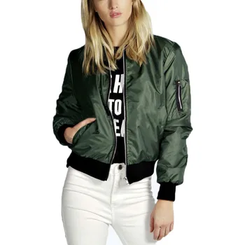 

2016 Spring New Casual Fashion Long Sleeve Women Bomber Jacket Thin Coat Amy Green Black Outwear Plus Size Women Clothing