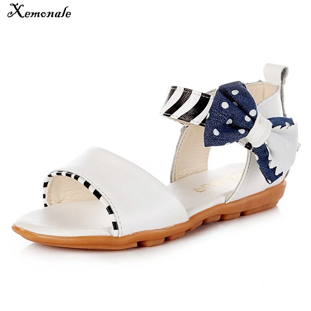 

Xemonale Girls Sandals Children Shoes Little Princess Summer New Bowtie Casual Fashion Hook And Loop Rubber Sole Shoes Bowknot
