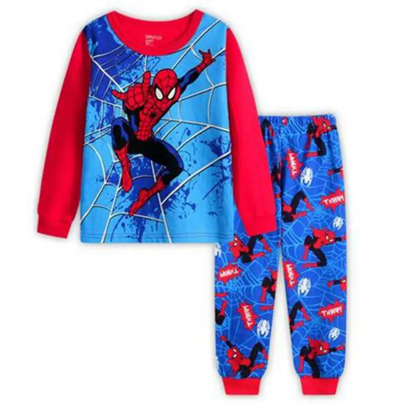 Новое белье для детей, хлопковая детская пижама, одежда для сна, пижамный комплект для малышей, Человек-паук, комплект одежды для маленьких мальчиков 2-7 лет