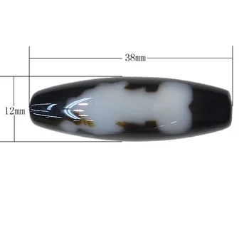 

YYW Natural Tibetan Stone Dzi Beads,sexy,chinese jewelry, Oval, Mahakala & two tone, 38x12x2.50mm