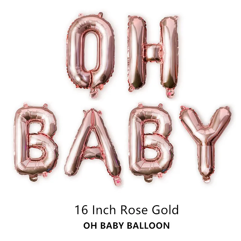 Baby Shower украшения это мальчик девочка баннер Пол свидетельствуют о Oh Baby шар День рождения украшения детских товаров - Цвет: Rose Gold Oh Baby