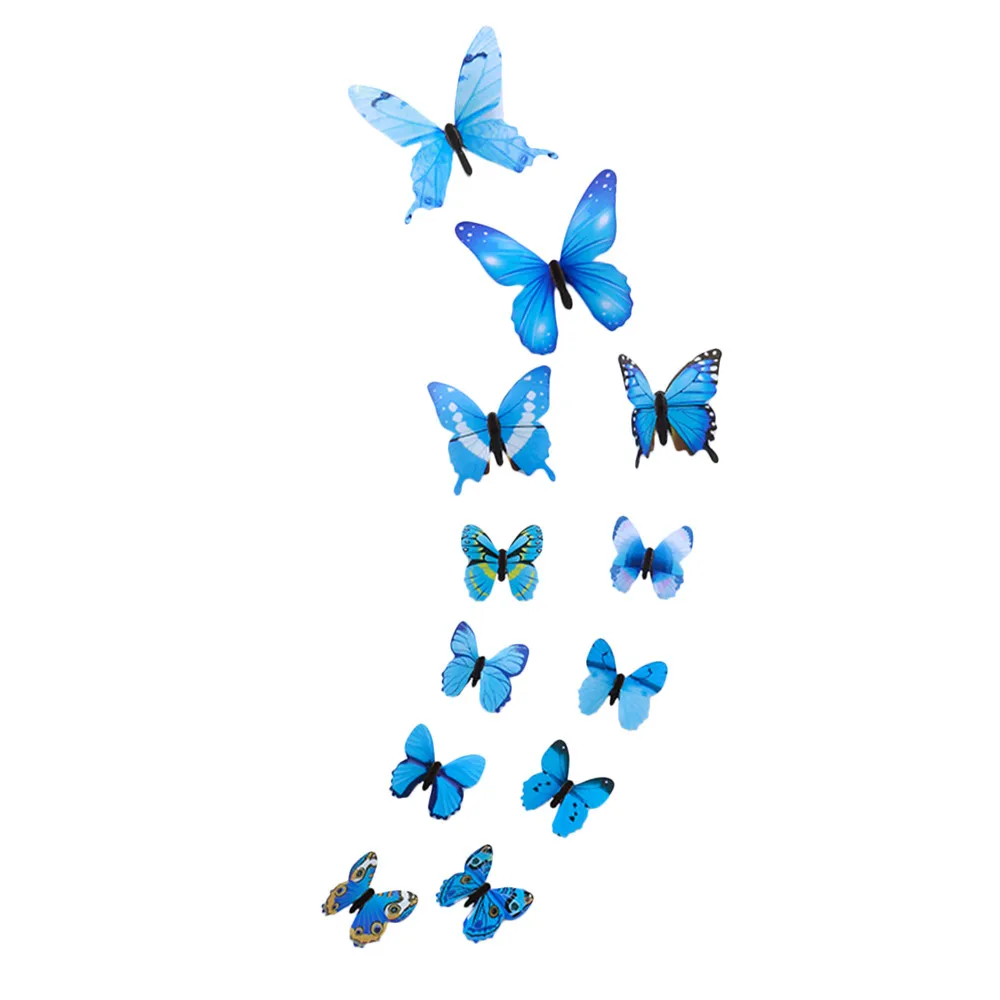 12 шт. светящиеся бабочки декоративные наклейки на стену 3D радужные наклейки Настенный декор Животные наклейки на холодильник домашний декор - Цвет: BU