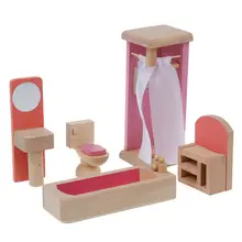 5 шт Красочный Деревянный кукольный домик мебель набор для ванной комнаты