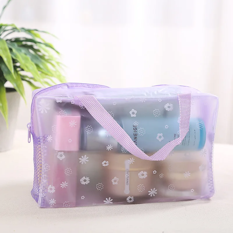 XZP 5 Colors Make Up Organizer Bag Toiletry Bathing Storage Bag women waterproof Transparent Floral PVC Travel cosmetic bag