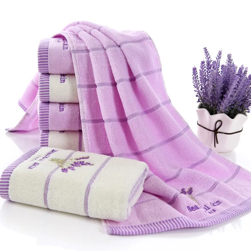 2pcs/set Lavender faceTowel High Quality 100 Cotton Absorbent
