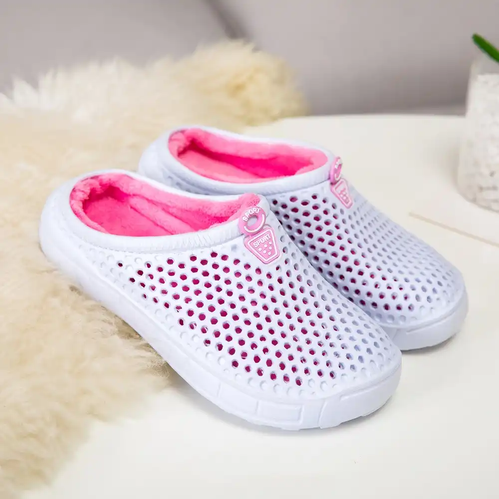 hot pink fuzzy crocs