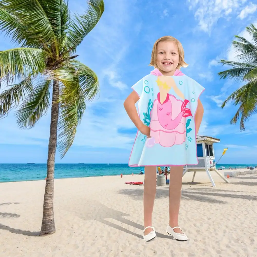 Детское пляжное полотенце с капюшоном для девочек, для малышей, для купания, для пляжа, отдыха, мягкая микрофибра, впитывающая влагу