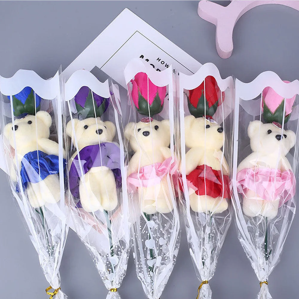 

1XSoap Flower Bear Decorating Elegant Soap Floral Gift For Valentines Day Proposal Romantic Creative Holiday Promotional Gifts