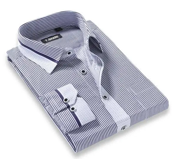 T. SHARK XHC-XX,, мужские современные полосатые повседневные рубашки, мужские облегающие стильные брендовые дизайнерские рубашки с длинным рукавом - Цвет: XHC006