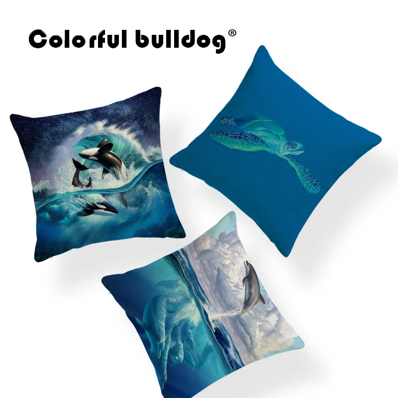 Turtle Nautical Killer Whale Cushions Octopus Starfish Pillow Case