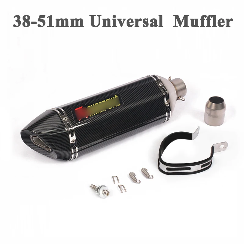 38 51mm Motorcycle Carbob Fiber Exhaust Pipe Silencer Tip Muffler