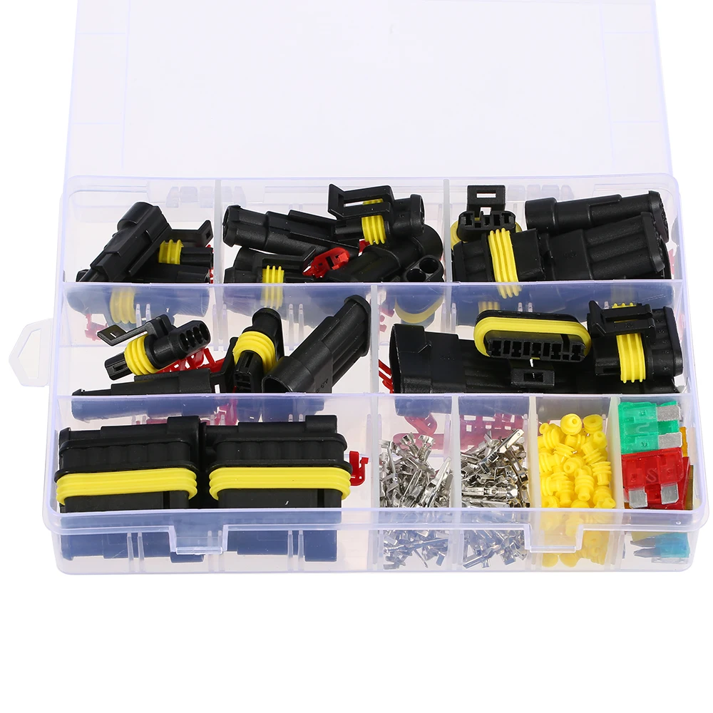 240pcs Waterproof Electrical Wire Connector Terminals Automotive Mini Blade Fuses Kit for Car