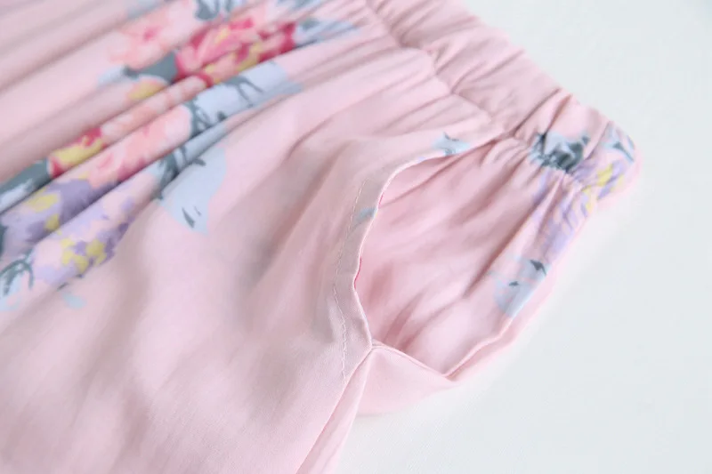 Fdfklak летний хлопок спальные брюки Для женщин Цветочный домашние шорты Для женщин Пижамные Брюки Штаны для дома Для женщин спальные брюки Q974