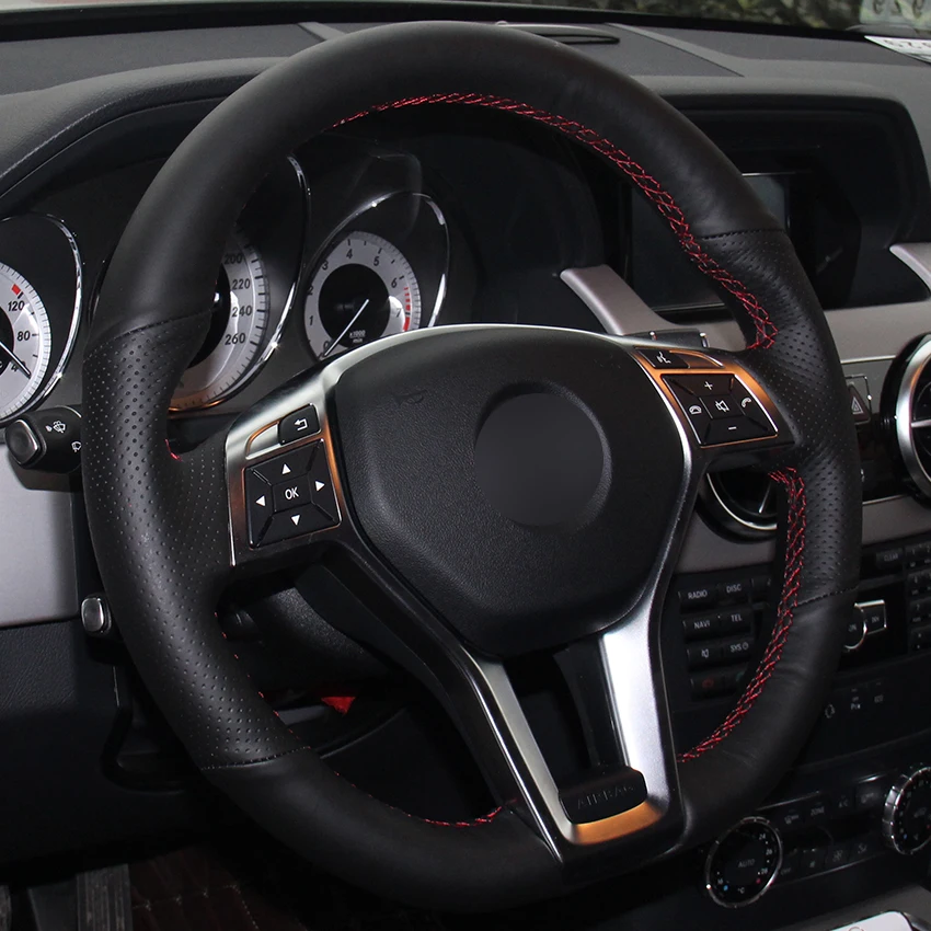 Черная искусственная кожа рулевого колеса автомобиля крышки для Mercedes-Benz A-Class 2013- CLA 2013 C класса 2013