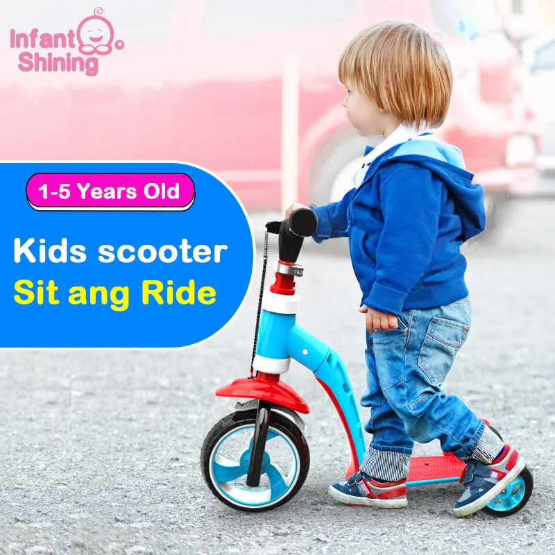 

Infant Shining Kid Bike Ride on Toy 1-6 Years 2 in 1 Scooter Bicycle Baby Walker Birthday Gift for Boy and Girl