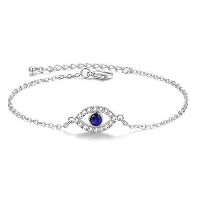 Adjustable Trendy Silver Plated Blue Crystal CZ Eyes Bracelets For ...