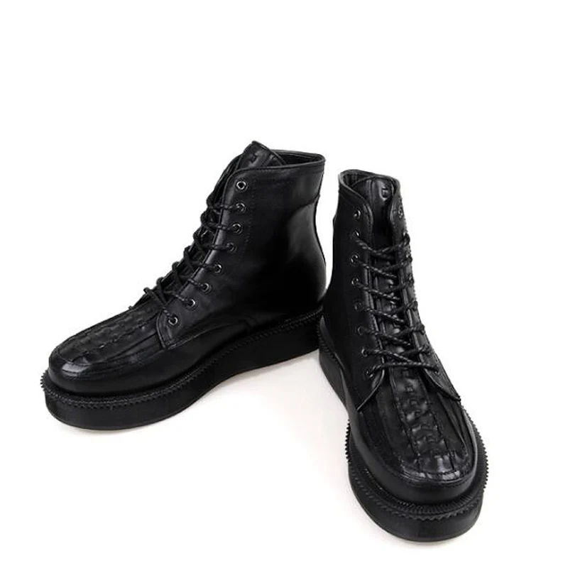 Stiefel up Luxus Schwarze Casual Turnschuhe weiß Männer Schuhe Trainer Wohnungen Kuh top Lace Leder High Ankle Schwarzes Frühling qxUx5w1HP
