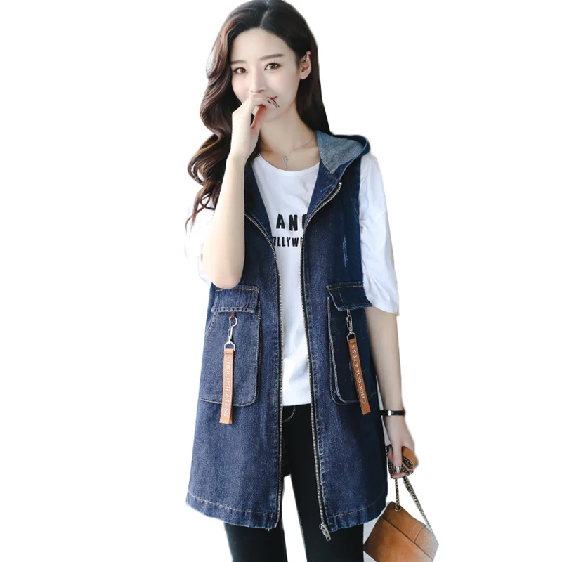 plus size long denim vest