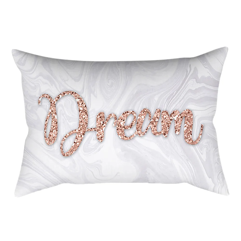 

Rectangular Rose Gold Cushion Cover 30*50cm Polyester Throw Pillow Cover Northern Europe Home Sofa Waist Decoration Pillowcase