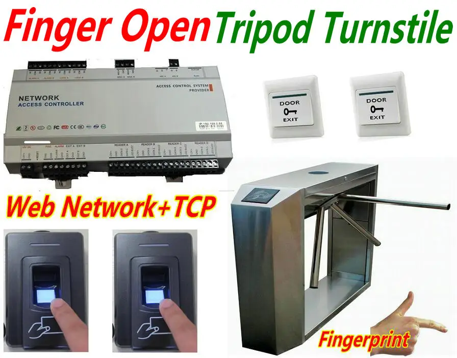 

Fingerprint Open the door for Tripod Turnstile Long dimension size Gate unit +Biometric Access Reader+Network Access Controller