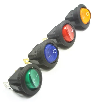 

5PCS 3 pin 4.8mm terminals 12V 24V 220V Universal LED illuminated Car button lights ON/OFF Round Rocker Switch Dash Boat Van