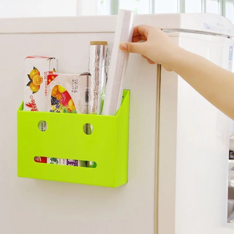 

Personality Wall-mounted paper towel roll holder Plastic storage box for kitchen organization storage Sticky Shelf
