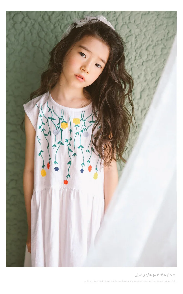 2017 Summer Princess Dress for Teenagers Junior Girls Cotton Embroidery Floral Little Girls Dresses 4 5 6 7 8 9 10 11 12 13 14  years old little big teenage girls summer dress for kids girls  (9)