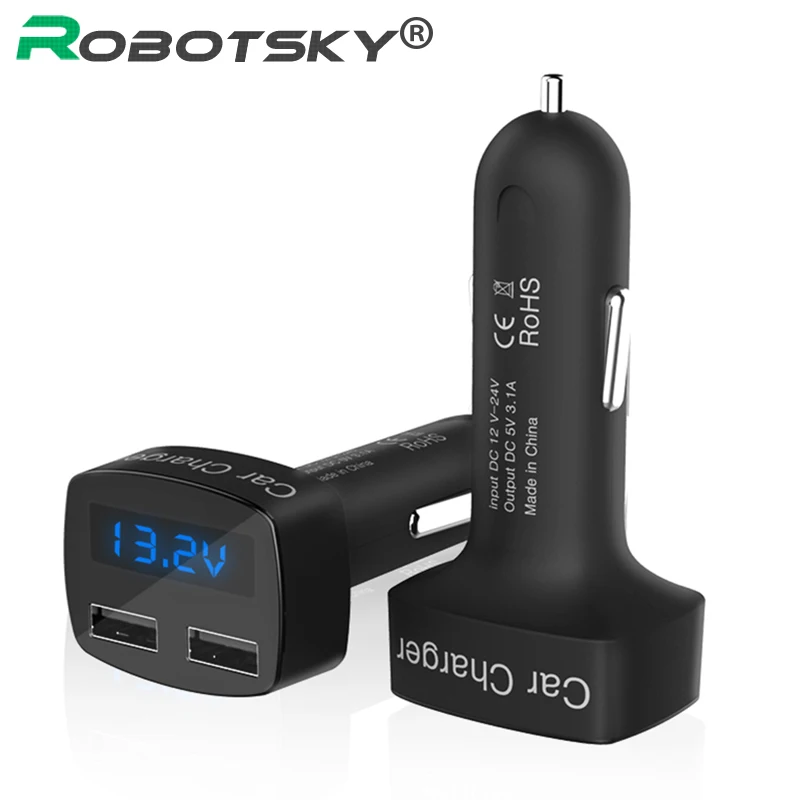 

5V 3.1A Universal 4 In 1 Dual USB Car Charger Adapter LCD Display Celsius Digital Tester DC Voltage for iPhone 6 6s
