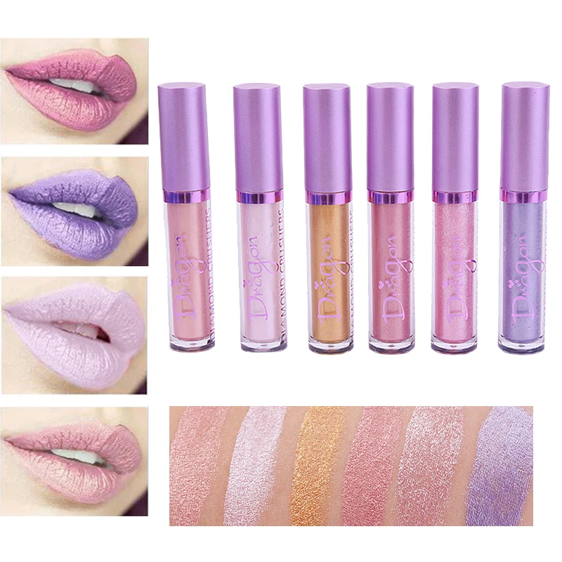 6 Color Brand Makeup Lipsticks Long Lasting Waterproof Metallic