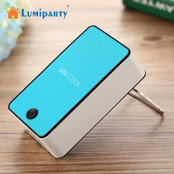 

LumiParty Portable Mini USB Fan Handheld Desktop Bladeless Refrigeration Cooler with Stand Support Office No Leaf Cooling Fan