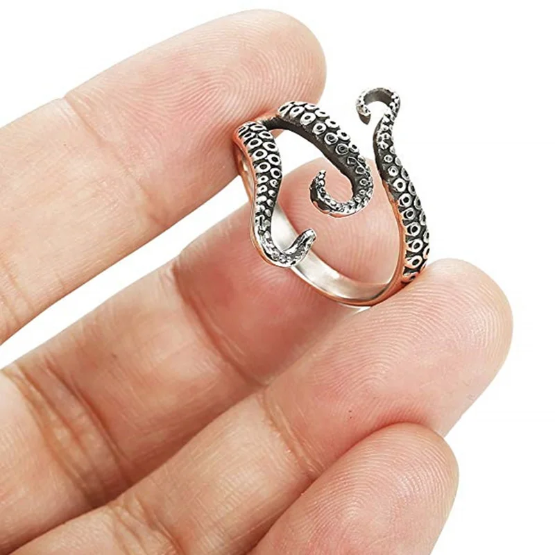 Новое модное регулируемое кольцо в виде восьмерки осьминога в стиле панк для мужчин, властное индивидуальное ювелирное изделие, кольца для открытия