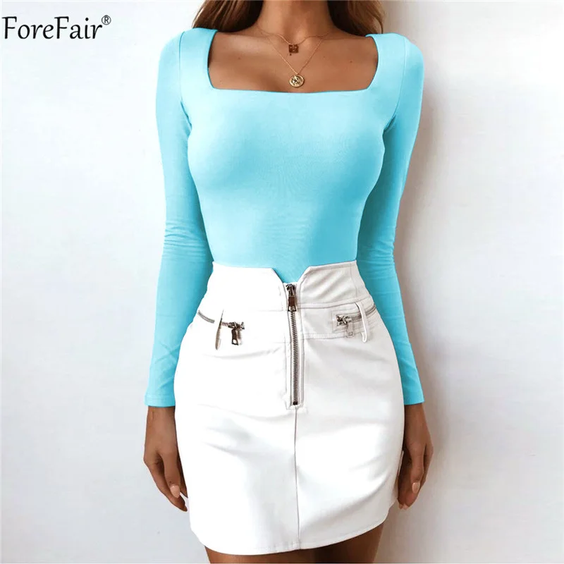 

ForeFair White T-Shirt Long Sleeve Women Spring Shirts Casual Summer Ladies Tops Streetwear
