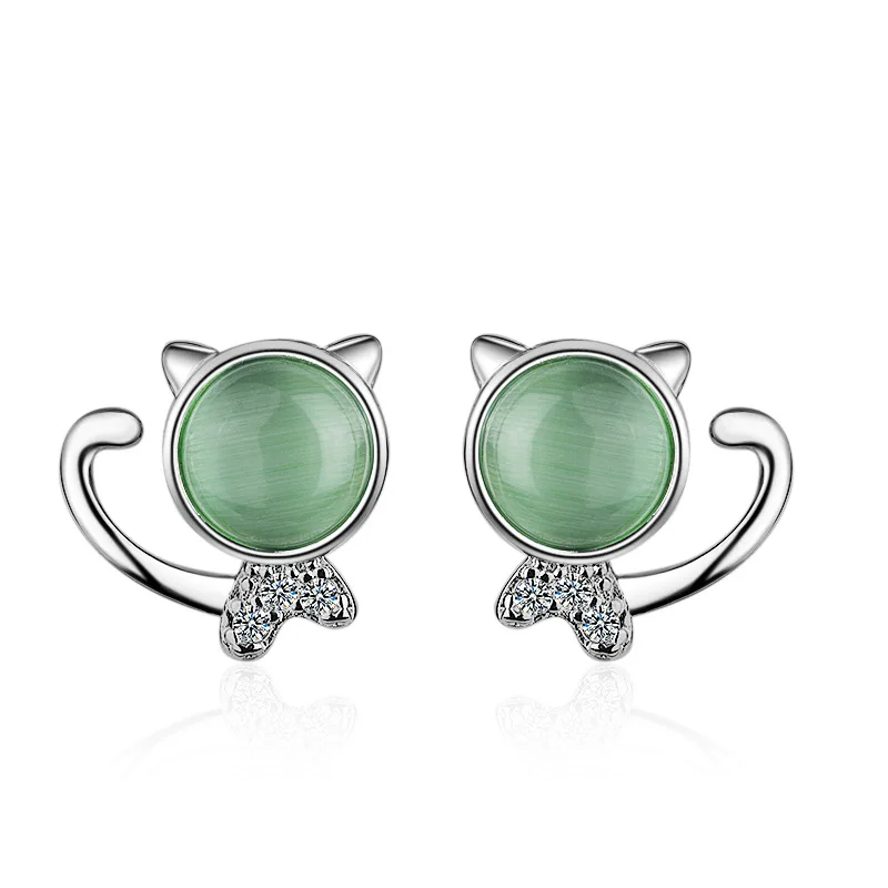 cat eye stone cats stud earrings (8)