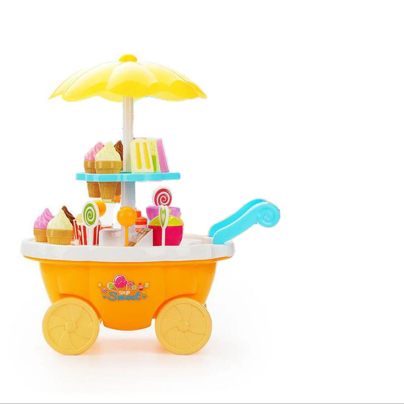 

39 Pcs/Set Mini Ice Candy Cream Shop Supermarket Simulation Play House Toys For Kids Plastic Music Miniature Toy Food