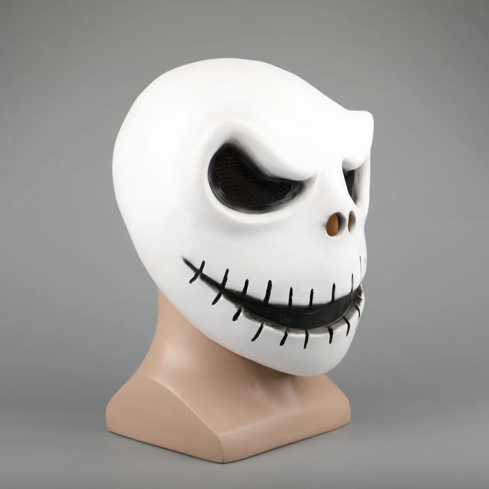 Movie The Nightmare Before Christmas Jack Skellington Cosplay Face Masks Pumpkin King Full Head White Latex Props Halloween Gift (10)