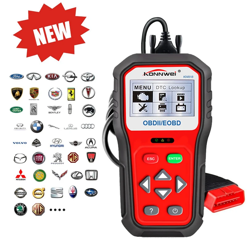 Профессиональный OBD2 сканер кода считыватель KW818 автомобиля OBDII антомоторный