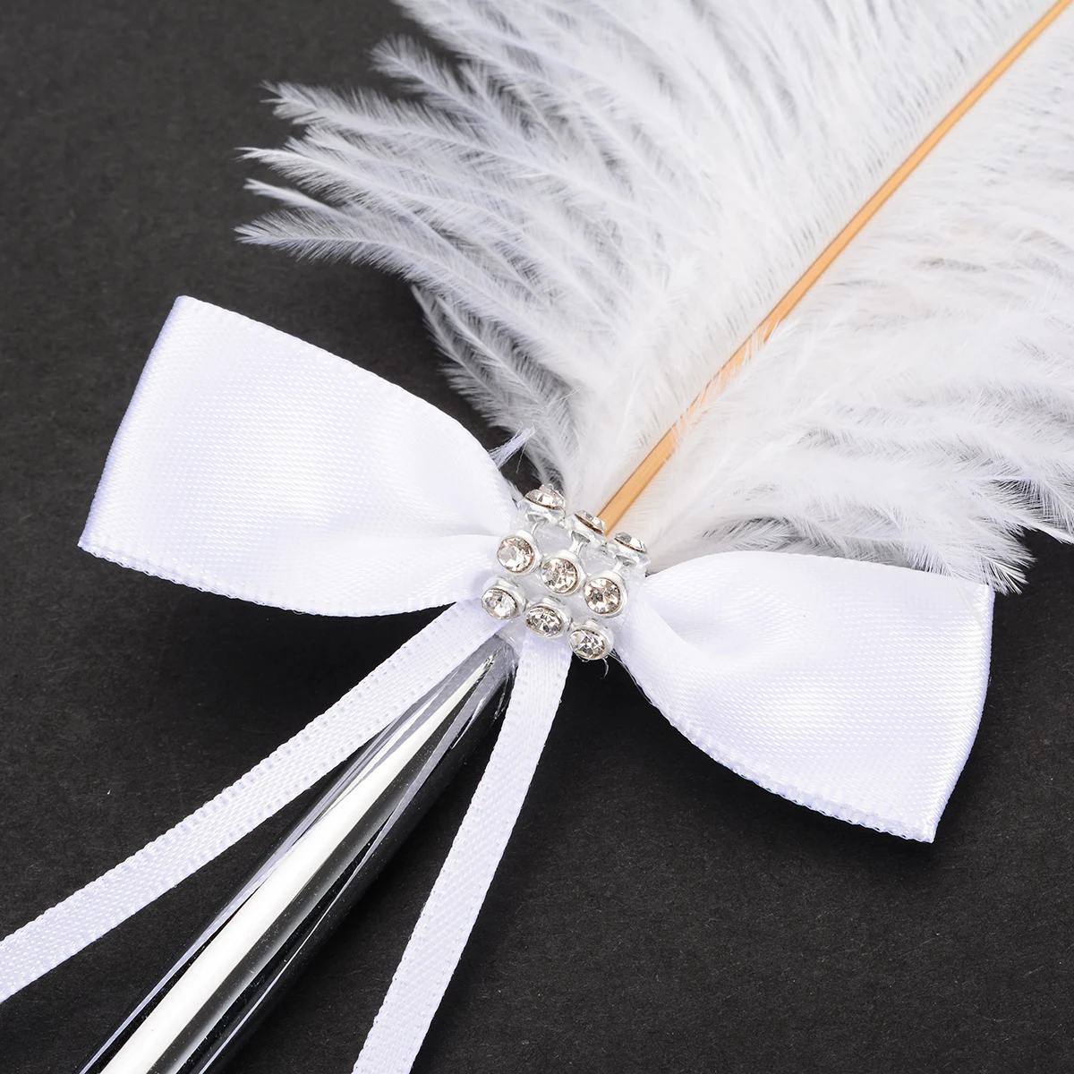1pc Feather Wedding Guest Signing Pen Ostrich Quill Feather Bowknot Diamante Pen For School Party Stationery Gift