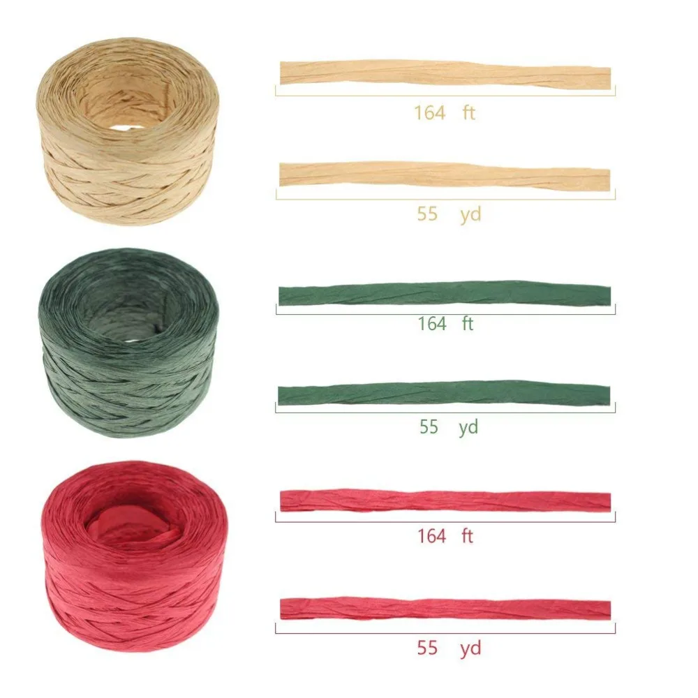 Hunter Green Color Star Packing Paper Twine 218 Yard Giant Roll Hunter Green Matte Paper Ribbon 93 Colors Available 3/16 Inch Width Paper Raffia Roll