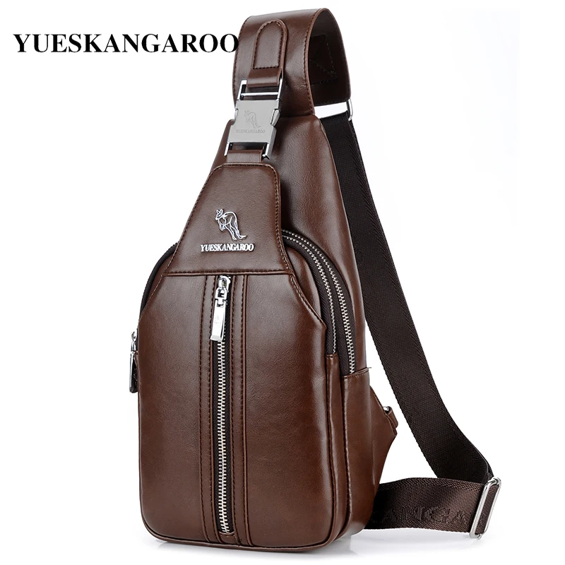 YUES KANGAROO Brand Men Chest Bag Single Shoulder Bag Leather Travel