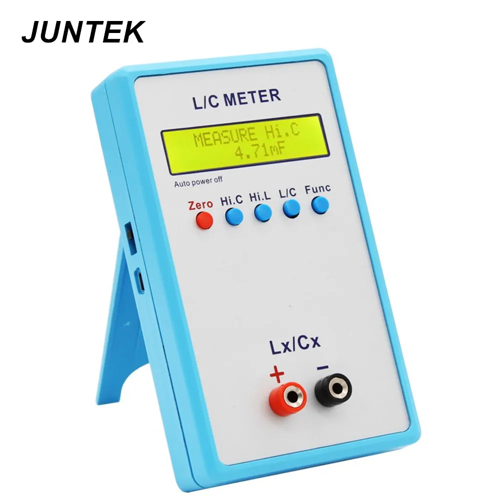 JUNTEK LC-200A цифровой ЖК-измеритель емкости индуктивности LC метр 1pF-100mF 1uH-100H измеритель емкости с патчем тестовый зажим