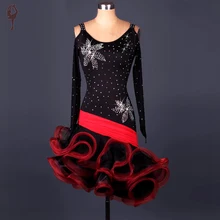 2016 Latin Dance Dress Women Roupa De Ginastica Salsa Dance Costumes Black Ballroom Dresses Dance Girls Dress Rumba Samba