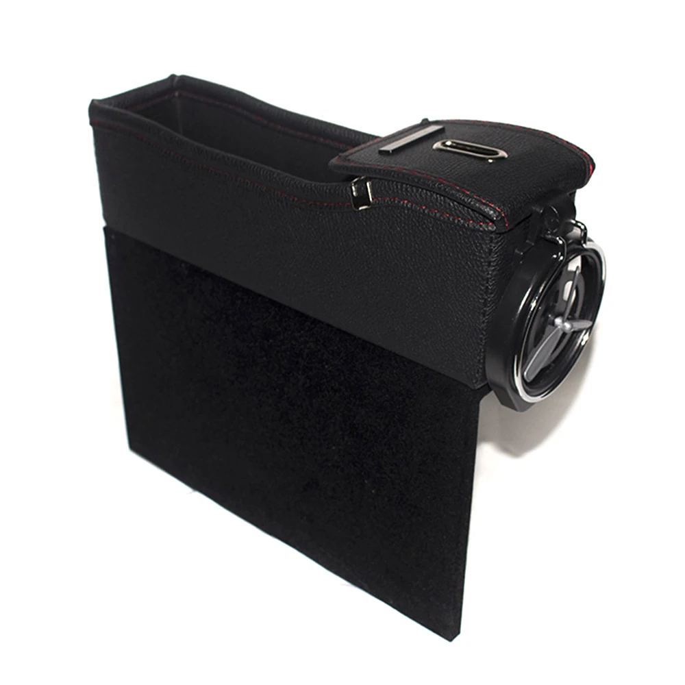 Car Seat Driver PUStorage Box Catcher Gap Filler Coin Collector Cup Holder Black