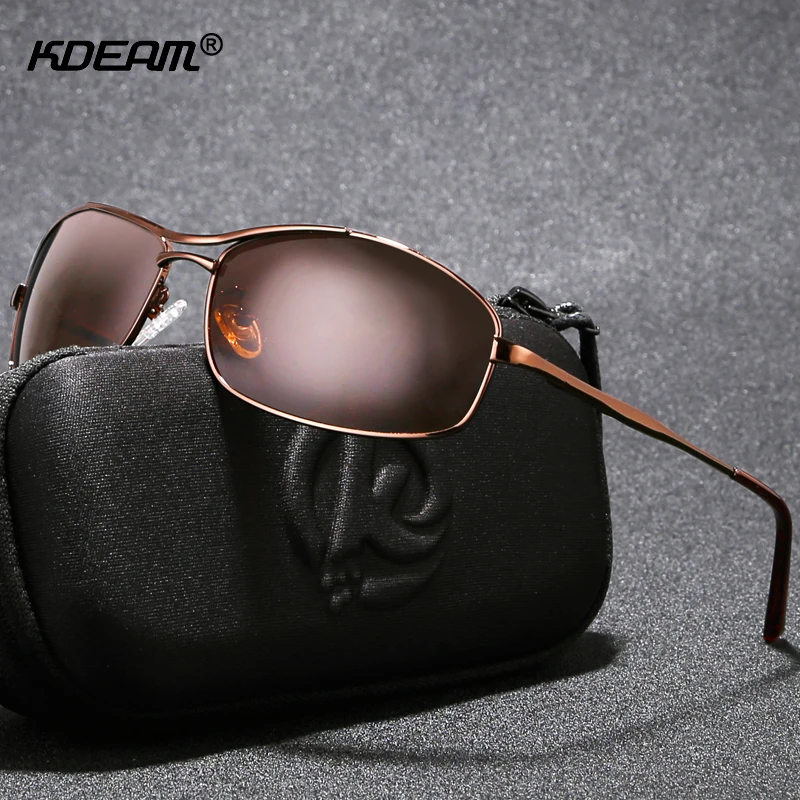 

KDEAM High-end Polarized For Men Sunglasses Metal Rectangular Brushed Polaroid Sun Glasses With Full Package
