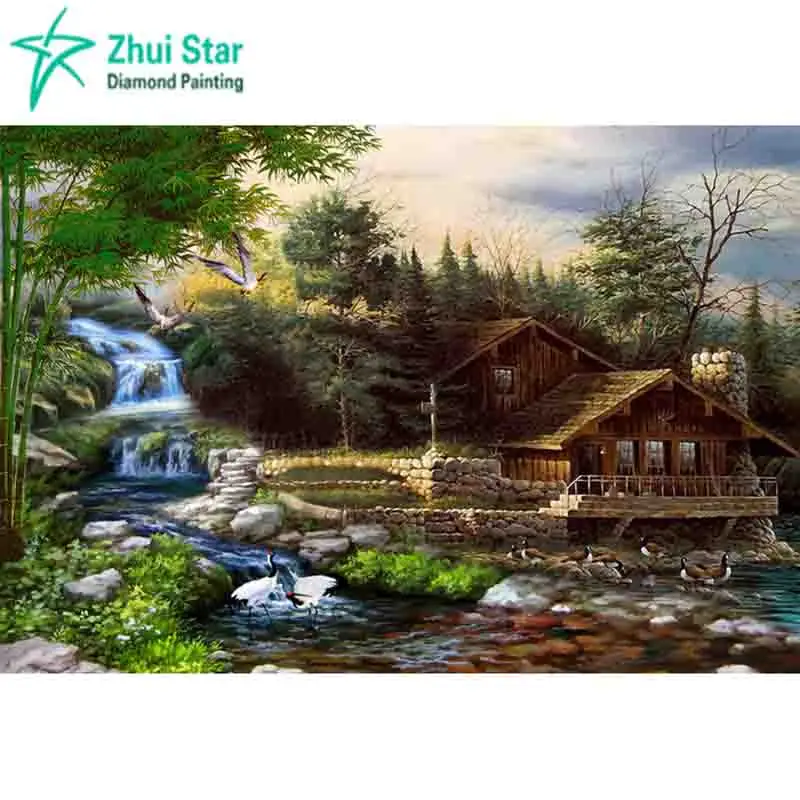 

3D Diy Diamond Painting Handmade Cross Stitch Kit Diamond Embroidery 60x40cm Dream Cottage 5D Diamond Mosaic Paste Pattern Beads
