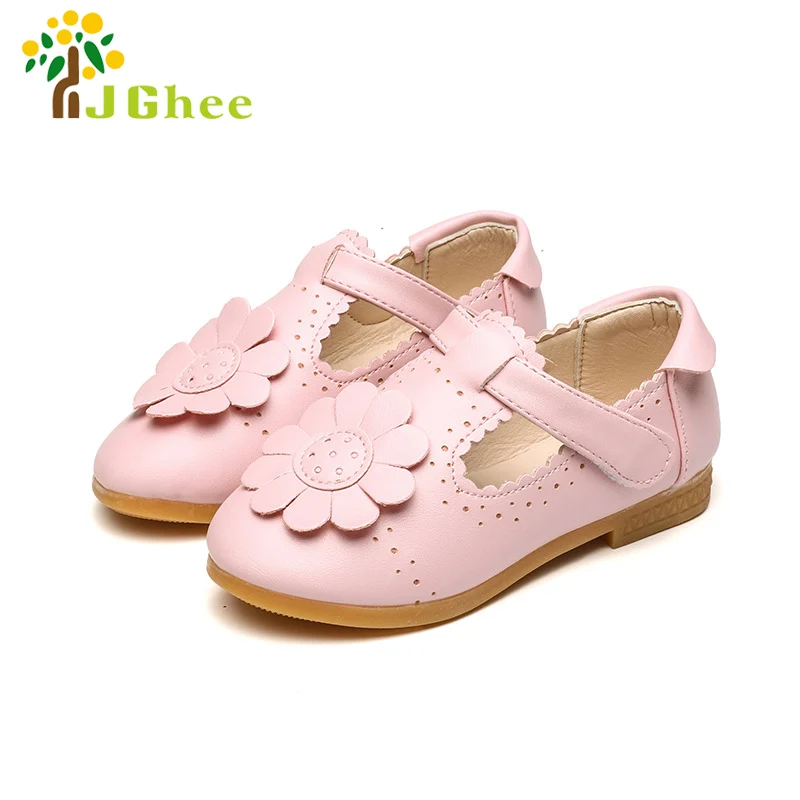

2019 Summer Girls Sandals Kids Single Shoes PU Leather Soft Fashion Flowers Princess Children's Shoes Floral Cut-outs