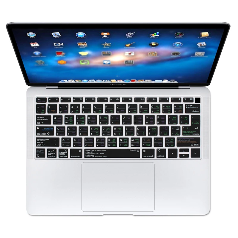 VIM/VI горячие клавиши ярлыки A1932 силиконовый чехол для клавиатуры протектор кожи для MacBook Air 1" релиз модель A1932