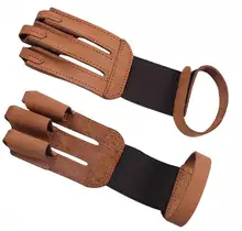 Archery 3 Finger Guard Protective Glove with Cow Leather Tab Protector for Recurve Longbow Hunting Shooting Training Game